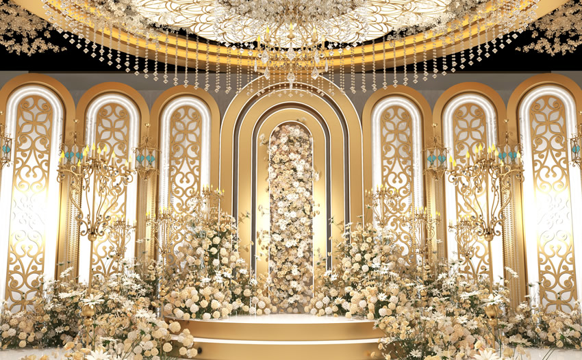 缙云香槟色调婚礼堂效果展示